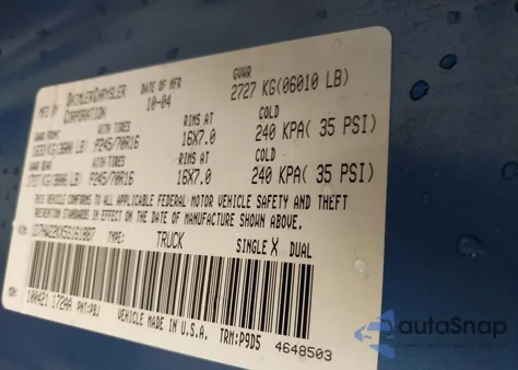 2005 Dodge Dakota St from USA, damaged, VIN 1D7HW22KX5S161887